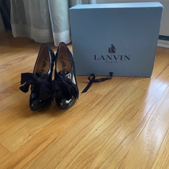 NWT Lanvin Shoes - Oxford Platform Black Patent Leather Heels - Picture 6 of 11